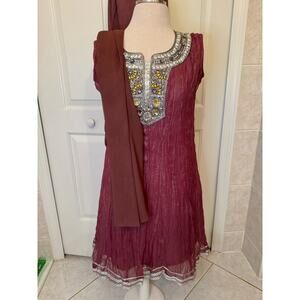 Women's 3 Piece Purple & Silver Jeweled Salwar Kameez / Punjabi
